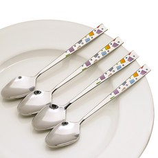 Table Art 韓國製彩虹方頭茶匙, 混合色, 4個