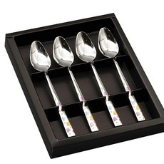 Table Art彩虹方形茶匙 4入+盒子, 混色, 1套