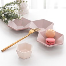 김성훈도자기 나눔접시와 소스볼 2P 세트, 인디핑크(나눔접시),라이트베이지(소스볼), 1세트