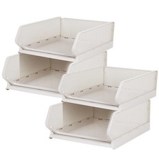 리벤스 접이식 슬라이딩 리빙 수납박스 중형, 아이보리, 4개