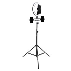 GUNU LED 개인방송 평면 링 라이트 26cm + 360도 회전 브라켓 + 휴대폰 외부클립 2p + 내부그립 + 듀얼 브라켓 + 삼각대 160cm + 파우치 세트, 1세트