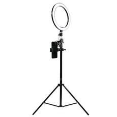 GUNU LED 개인방송 평면 링 라이트 26cm + 360도 회전 브라켓 + 롤 집게 거치대 + 휴대폰 클립 + 삼각대 160cm + 파우치 세트, 1세트