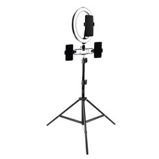 GUNU LED 개인방송 평면 링 라이트 26cm + 360도 회전 브라켓 + 휴대폰 외부클립 2p + 내부그립 + 듀얼 브라켓 + 삼각대 50cm + 파우치 세트, 1세트