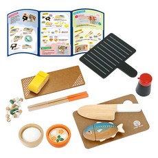 WOODY PUDDY 烤魚木製廚房玩具套組 G05-1172, 混色
