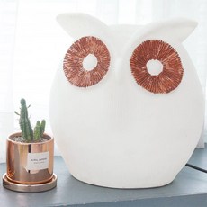 Rosoka貓頭鷹小夜燈 大, 白色的