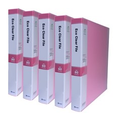 Youngoh 索引透明文件夾 A4 80頁, 粉紅色, 5個