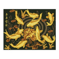 iLovePainting 動物 DIY 鑽石畫 50 x 40 cm, 黃金鯉魚, 1套