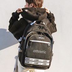 Rmain Poly 600D運動大後背包+化妝包, 黑色+白色