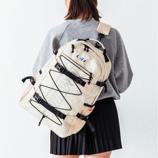 Le Mine Poly 600D 滑板風格兩用後揹包, 象牙白