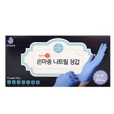 손마중 고급 니트릴 위생장갑 파우더프리 M 블루, 중(M), 1개