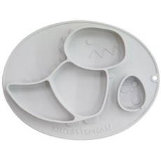 KELLY&STEPHAN 矽膠吸附餐盤 恐龍 K142, 灰色