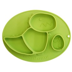 켈리앤스테판 공룡 실리콘 유아 흡착식판 K142, 올리브