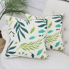 Ssamzie 熱帶亞麻靠墊套 2 件套, 綠色