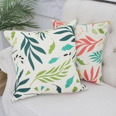 Samji熱帶亞麻靠枕套 2入組, 橙色, 綠色