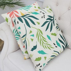 Ssamzie 亞麻坐墊套 2入組, 橙色, 綠色