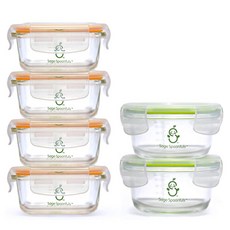 Sage Spoonfuls 副食品玻璃保鮮盒 方形 120ml 4入+圓形 200ml 2入