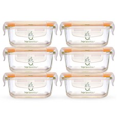 Sage Spoonfuls 副食品方形玻璃保鮮盒 120ml, 混色, 6入
