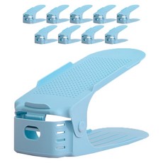 Kong 4段可調式雙層加厚收納鞋架 藍色, 10個