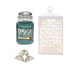 YANKEE CANDLE 造型融燭燈+香氛蠟燭 L號+燈泡 2入, 取暖器（白色），蠟燭（桉樹）