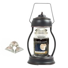 YANKEE CANDLE 造型融燭燈+香氛蠟燭 L號+燈泡 2入, 暖燈(黑色)/蠟燭(仲夏之夜)