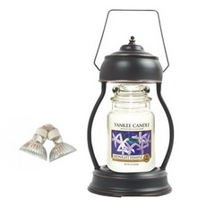 洋基蠟燭大爵士 + 蠟燭加熱器 + 燈泡 2 件套, 暖色（古黑），蠟燭（午夜茉莉）