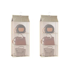 3層多功能包包收納掛袋, 淺褐色, 2入