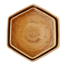 Doinet藤編六角籃 2件組, 自然棕色, 1套