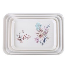 市場感性花朵托盤4件組, 款式1, 1個