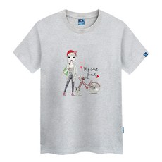 Jean Mania 貓女圓形中性大碼短袖T卹 TS-417, 灰色