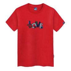 진마니아 남녀공용 LOVE 스팽글 자수 라운드 빅사이즈 반팔티 TS-801