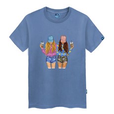 진마니아 남녀공용 모자 쓴 걸스 라운드 빅 사이즈 반팔 티셔츠 TS-418