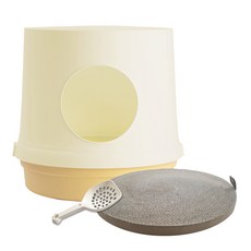 Ferrogato 圓形刮痕貓馬桶+沙鏟套組, 象牙