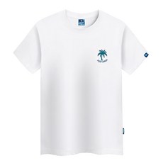 Gene Mania 棕櫚樹圓形中性大碼短袖T卹 TS-217, 白色