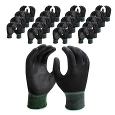 手套國度 Mega Grip PU 手掌塗層手套, 黑色, 20個