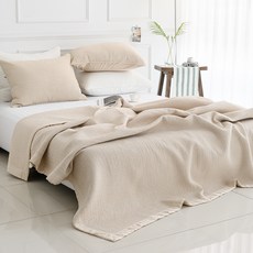 Scandi水洗人造絲墊兼薄被, 淺褐色的