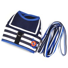 The Flow 可愛狗狗海軍風胸背帶組 XL, 藍色扣環, 1套