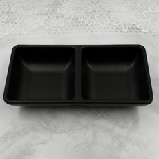 黑色陶器雙格醬料碟, 單一顏色, 4個