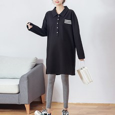 가슴세줄 수유 단추 임부복 카라 원피스