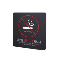 디자인다빈치 금연구역 안내 표지판 블랙 S, 기본형 과태료, 1개