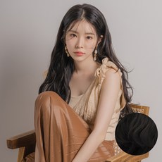 가발나라 여자 형상기억인모 똑딱이 셀프붙임머리 샌드펌 5피스 + 가발 관리 키트 구성, 다크블랙, 1개