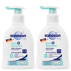 사노산 퓨어센서티브 워시앤 샴푸 200ml + 케어 로션 200ml, 1세트
