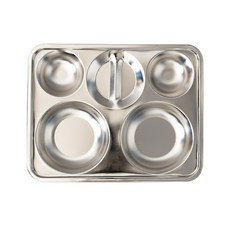 營業用不鏽鋼霧面4格半圓餐盤, 單色