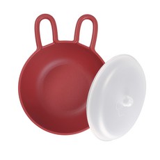 NIneware 動物兔子麥片碗 + 附蓋組, 紅色, 1套