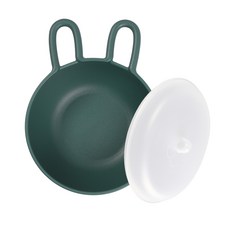 NIneware 動物兔子麥片碗 + 附蓋組, 綠色, 1套