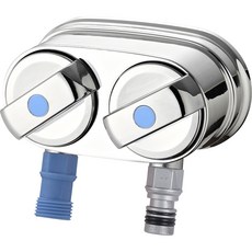 雙爪水龍頭鍍鉻冷水接頭水龍頭+特氟龍膠帶套裝用於達因洗衣機, 1套