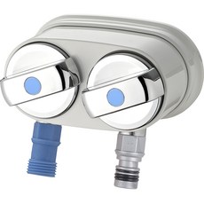 雙爪水龍頭白色冷水接頭水龍頭+特氟龍膠帶套組用於達因洗衣機, 1套