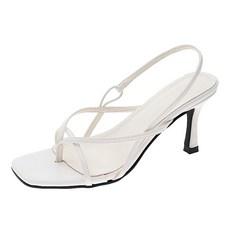Rable 女款鬆緊帶繫帶高跟涼鞋 7cm, 白色, 245