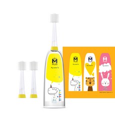 MEGA TEN 軟毛牙刷+替換牙刷頭 2入+貼紙, 混色, 1組