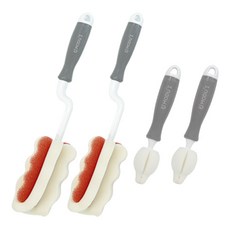 BLUE MAMA 孩童旋轉奶瓶刷 2入+奶嘴刷 2入, 1組, 灰色