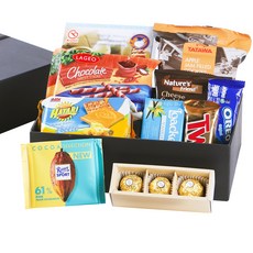 黑色緞帶點心零食禮盒 A款, 零食餅乾 18入, 1組